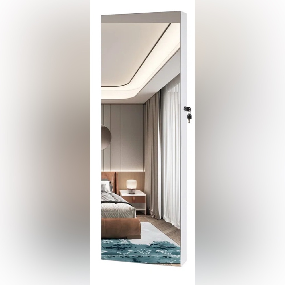 White mirror with opening storage